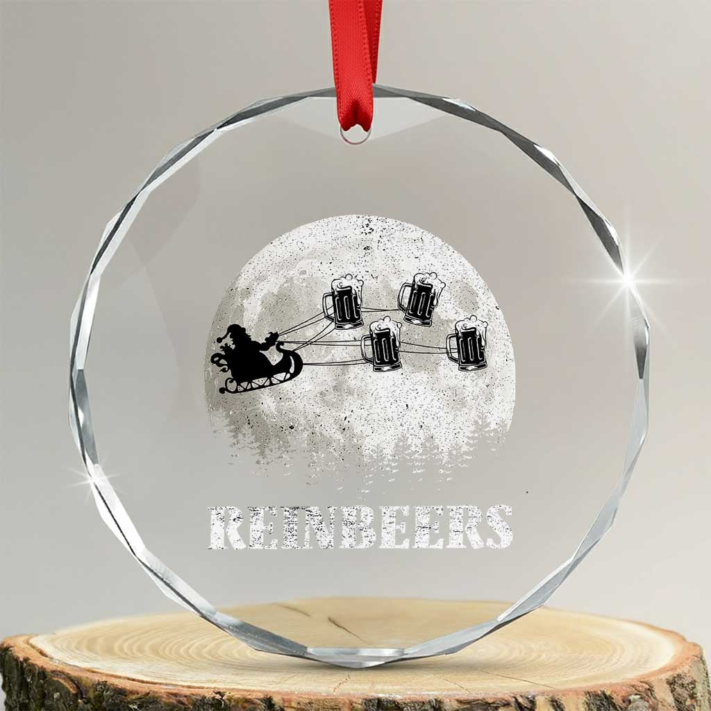 Funny Xmas Beers Crystal Glass Ornament Reinbeers Santa Sleigh Moon TS11 Transparent Glass 3'' Circle Print Your Wear
