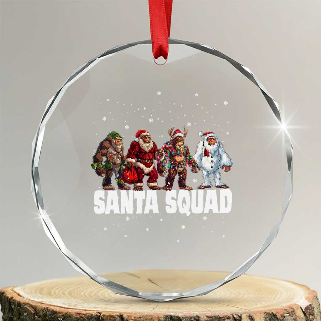 Funny Xmas Bigfoot Crystal Glass Ornament Santa Squad Sasquatch Cosplay Elf Santa Snowman TS11 Transparent Glass 3'' Circle Print Your Wear