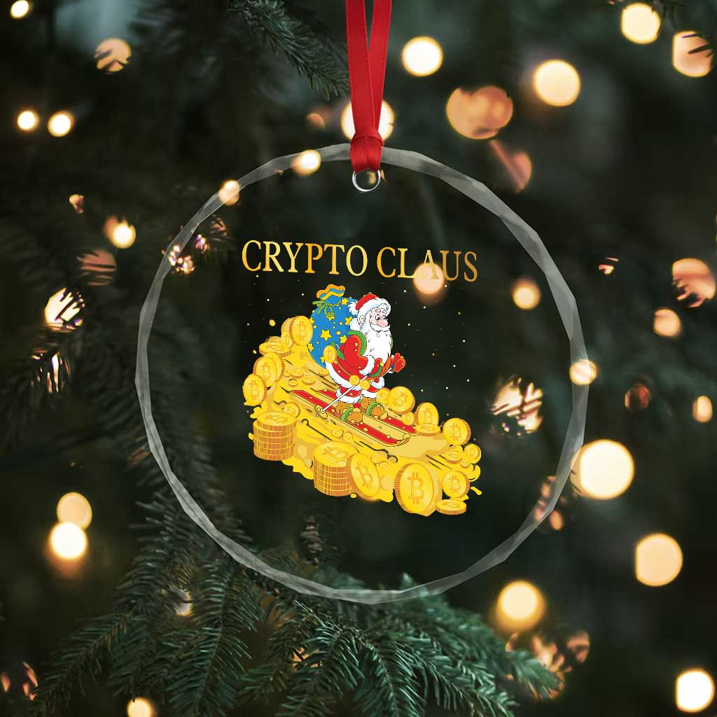 Funny Xmas Bitcoin Crypto Claus Crystal Glass Ornament TS09 Print Your Wear