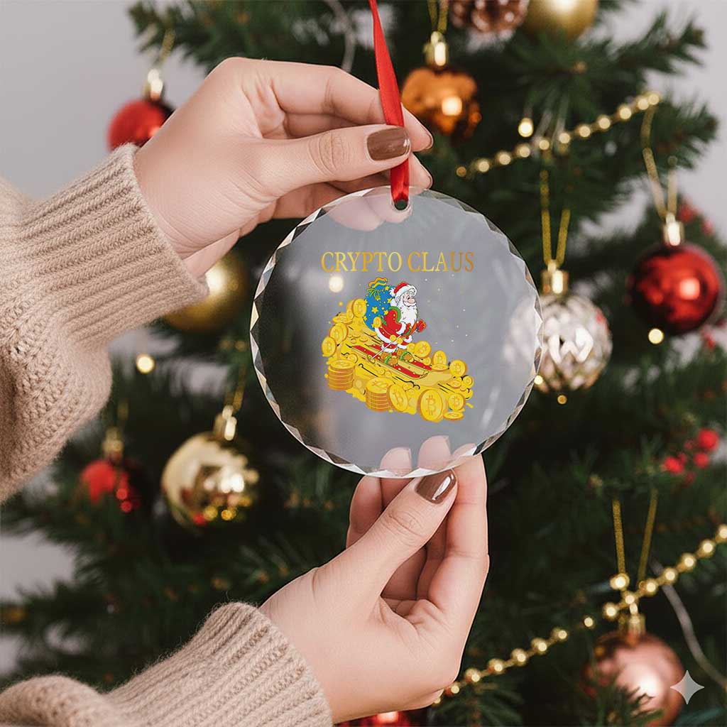Funny Xmas Bitcoin Crypto Claus Crystal Glass Ornament TS09 Print Your Wear