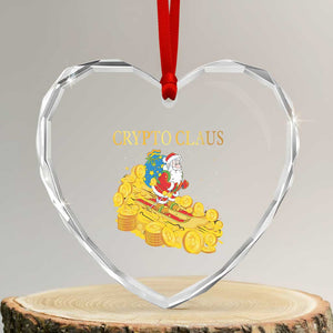 Funny Xmas Bitcoin Crypto Claus Heart Crystal Glass Ornament TS09 Transparent Glass 3'' Heart Print Your Wear