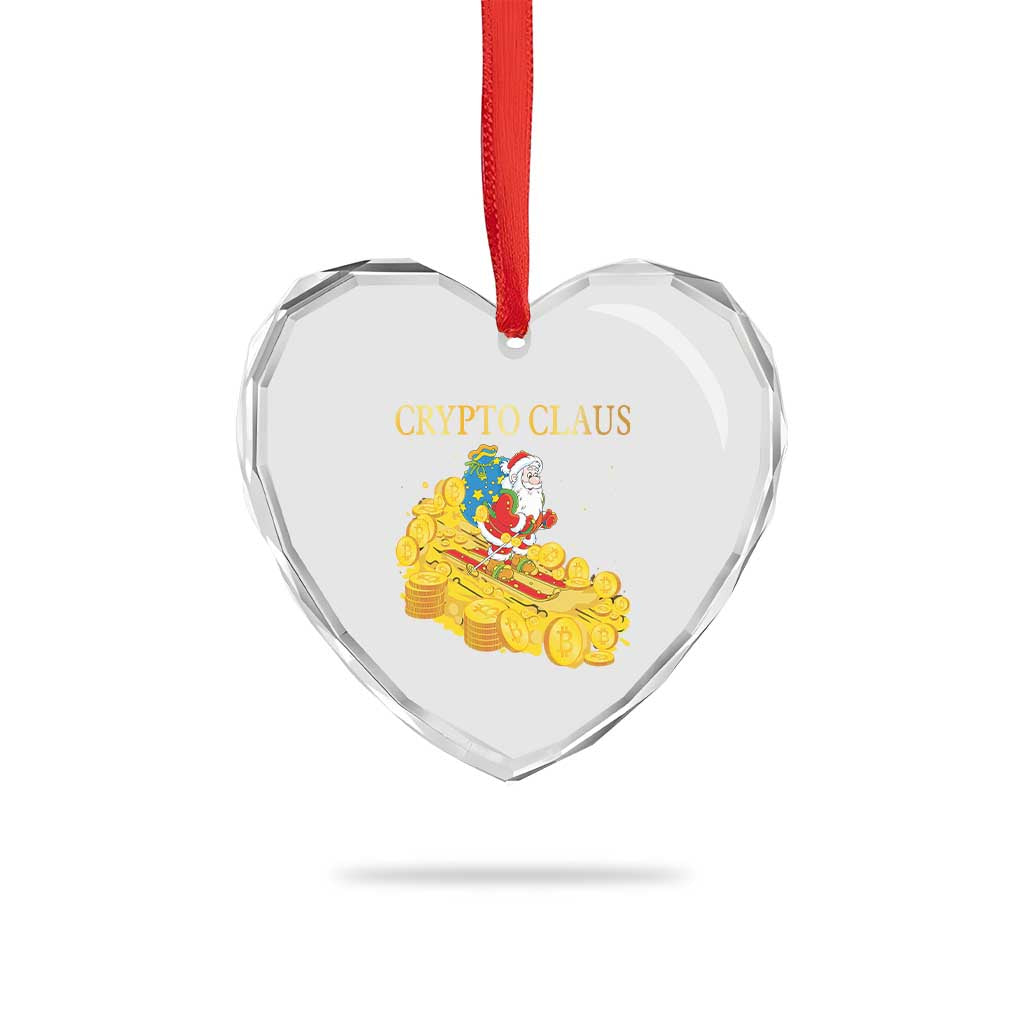 Funny Xmas Bitcoin Crypto Claus Heart Crystal Glass Ornament TS09 Print Your Wear