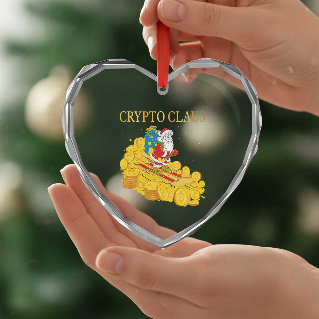 Funny Xmas Bitcoin Crypto Claus Heart Crystal Glass Ornament TS09 Print Your Wear