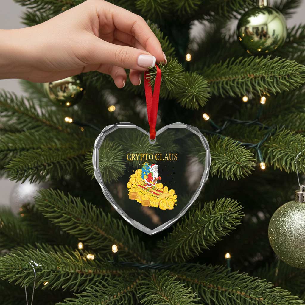 Funny Xmas Bitcoin Crypto Claus Heart Crystal Glass Ornament TS09 Print Your Wear
