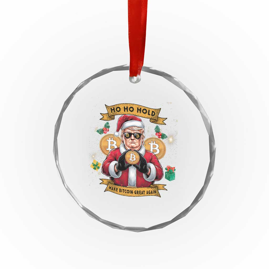 Funny Xmas Bitcoin Crystal Glass Ornament Ho Ho Hold Merry Crypto Santa Trump TS09 Print Your Wear