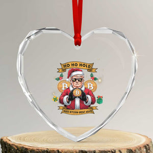 Funny Xmas Bitcoin Heart Crystal Glass Ornament Ho Ho Hold Merry Crypto Santa Trump TS09 Transparent Glass 3'' Heart Print Your Wear