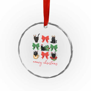 Funny Xmas Black Cat Crystal Glass Ornament Meowy Christmas Cute Cats Coquette Bow TS09 Print Your Wear