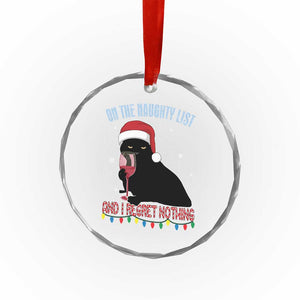 Funny Xmas Black Cat Crystal Glass Ornament On The Naughty List And I Regret Nothing Candy Cane TS11 Print Your Wear