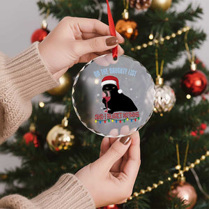 Funny Xmas Black Cat Crystal Glass Ornament On The Naughty List And I Regret Nothing Candy Cane TS11 Print Your Wear