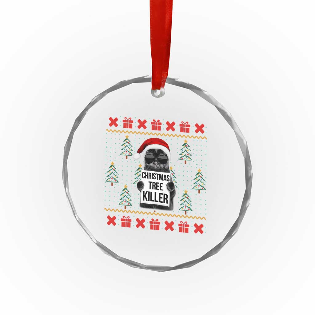Funny Xmas Black Cat Crystal Glass Ornament Xmas Tree Killer Santa Kitten TS12 Print Your Wear