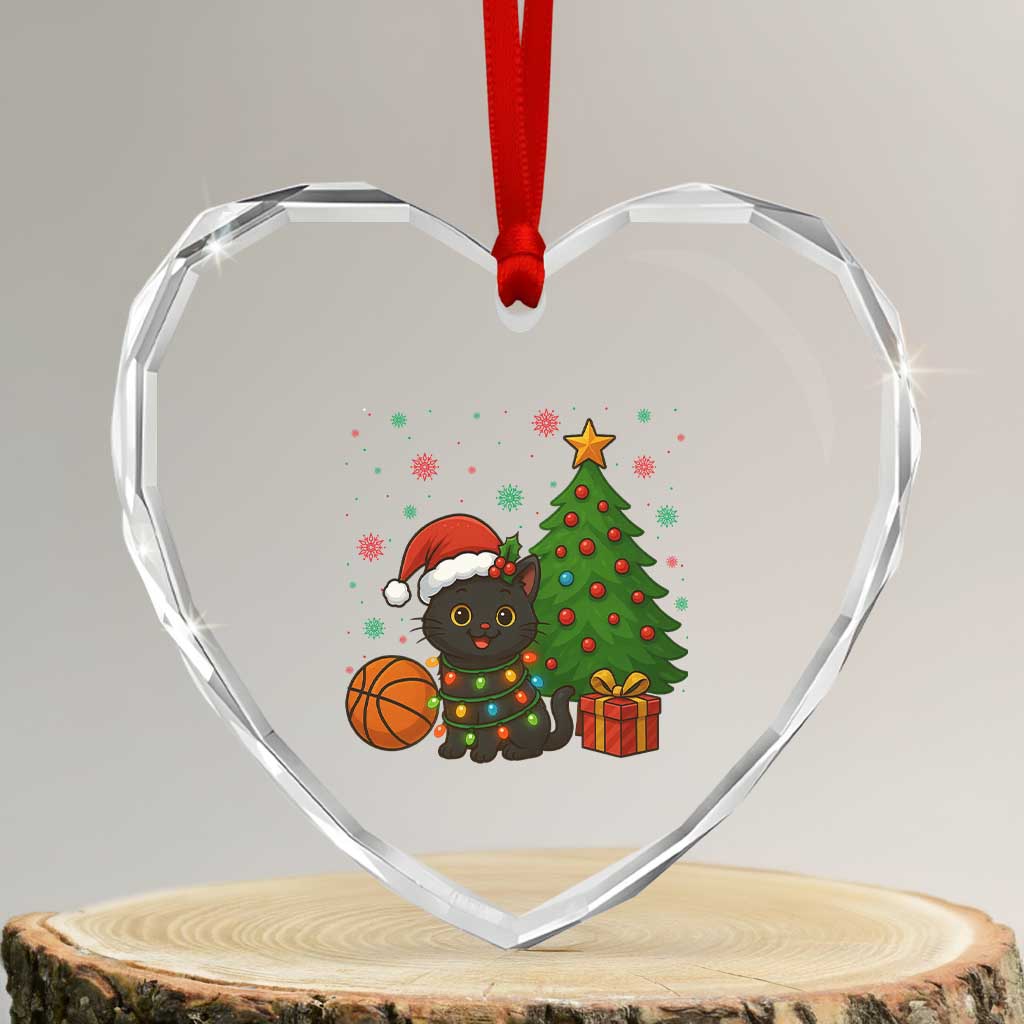 Funny Xmas Black Cat Heart Crystal Glass Ornament Gift For Cat Lover TS12 Transparent Glass 3'' Heart Print Your Wear