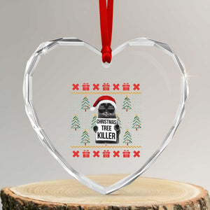 Funny Xmas Black Cat Heart Crystal Glass Ornament Xmas Tree Killer Santa Kitten TS12 Transparent Glass 3'' Heart Print Your Wear