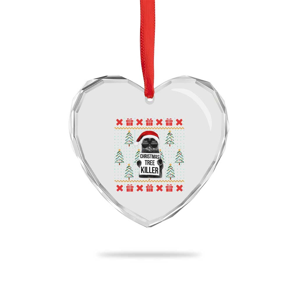 Funny Xmas Black Cat Heart Crystal Glass Ornament Xmas Tree Killer Santa Kitten TS12 Print Your Wear