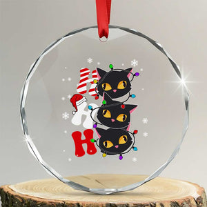 Funny Xmas Black Cat Triple Ho Crystal Glass Ornament TS11 Transparent Glass 3'' Circle Print Your Wear