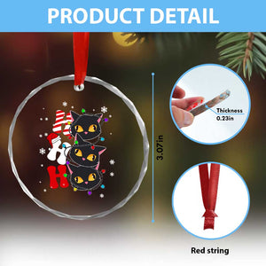 Funny Xmas Black Cat Triple Ho Crystal Glass Ornament TS11 Print Your Wear