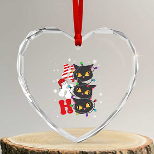 Funny Xmas Black Cat Triple Ho Heart Crystal Glass Ornament TS11 Transparent Glass 3'' Heart Print Your Wear
