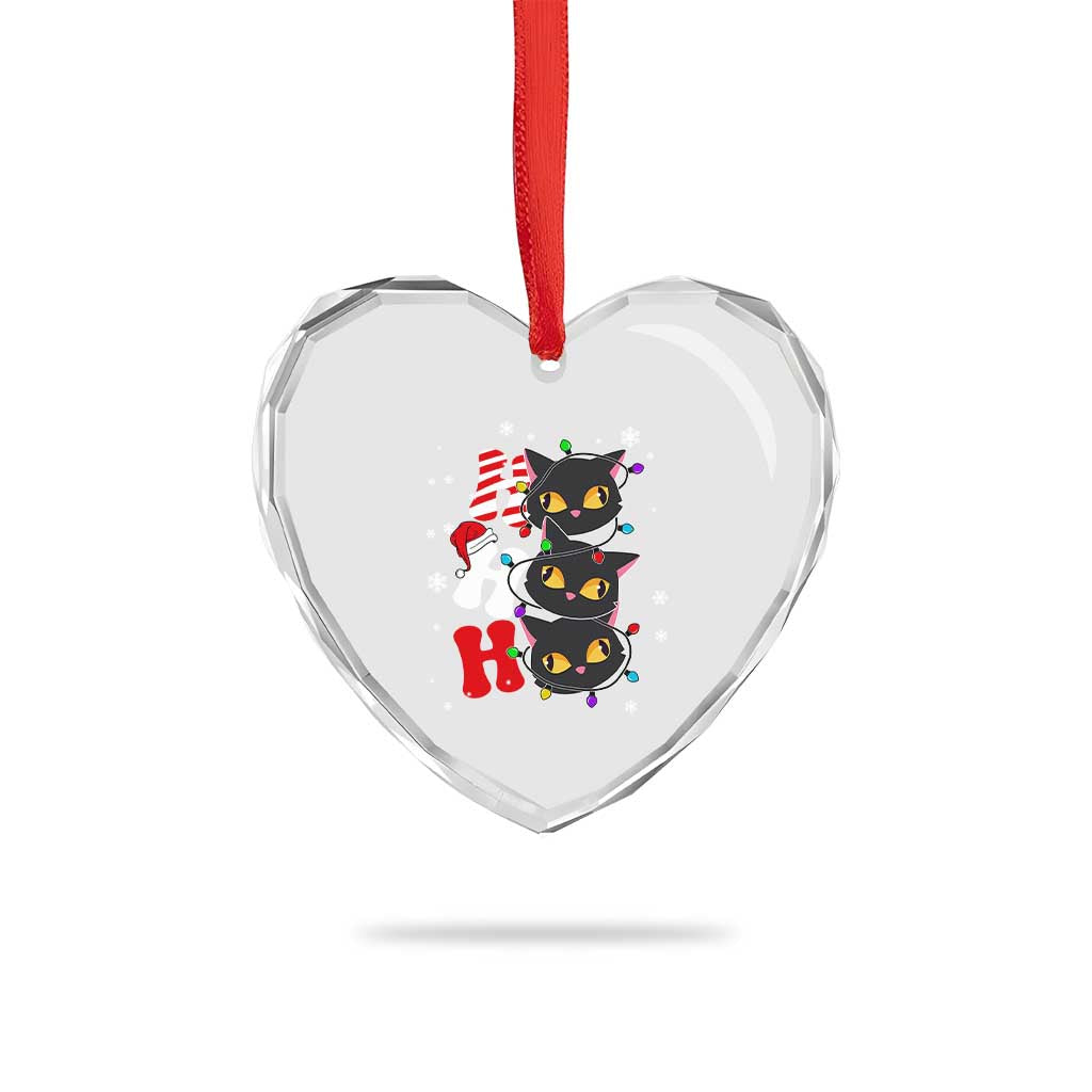 Funny Xmas Black Cat Triple Ho Heart Crystal Glass Ornament TS11 Print Your Wear
