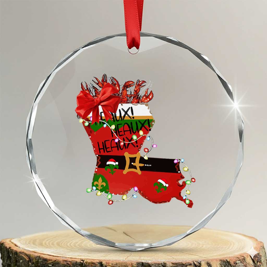 Funny Xmas Cajun Crystal Glass Ornament Triple Heaux Santa Louisiana Map Crawfish TS11 Transparent Glass 3'' Circle Print Your Wear