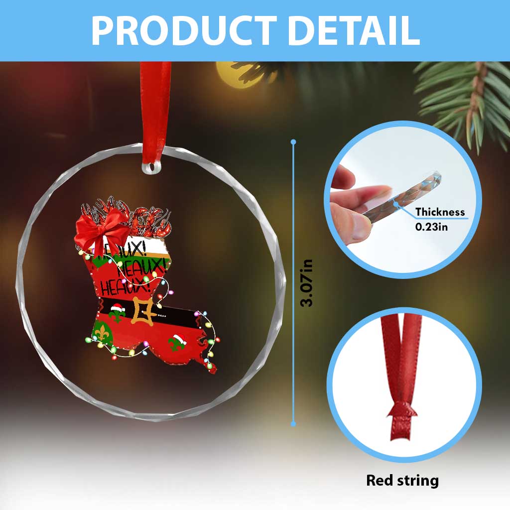 Funny Xmas Cajun Crystal Glass Ornament Triple Heaux Santa Louisiana Map Crawfish TS11 Print Your Wear