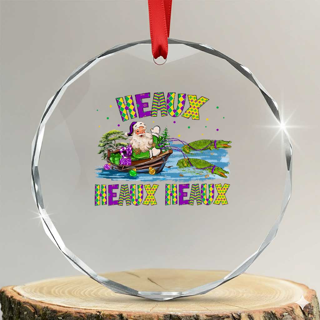 Funny Xmas Cajun Louisiana Crystal Glass Ornament Heaux Heaux Heaux Santa Alligator TS11 Transparent Glass 3'' Circle Print Your Wear