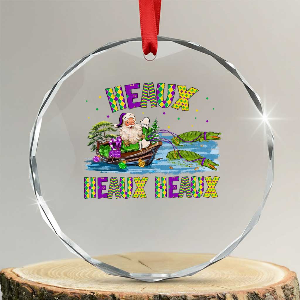 Funny Xmas Cajun Louisiana Crystal Glass Ornament Heaux Heaux Heaux Santa Alligator TS11 Transparent Glass 3'' Circle Print Your Wear