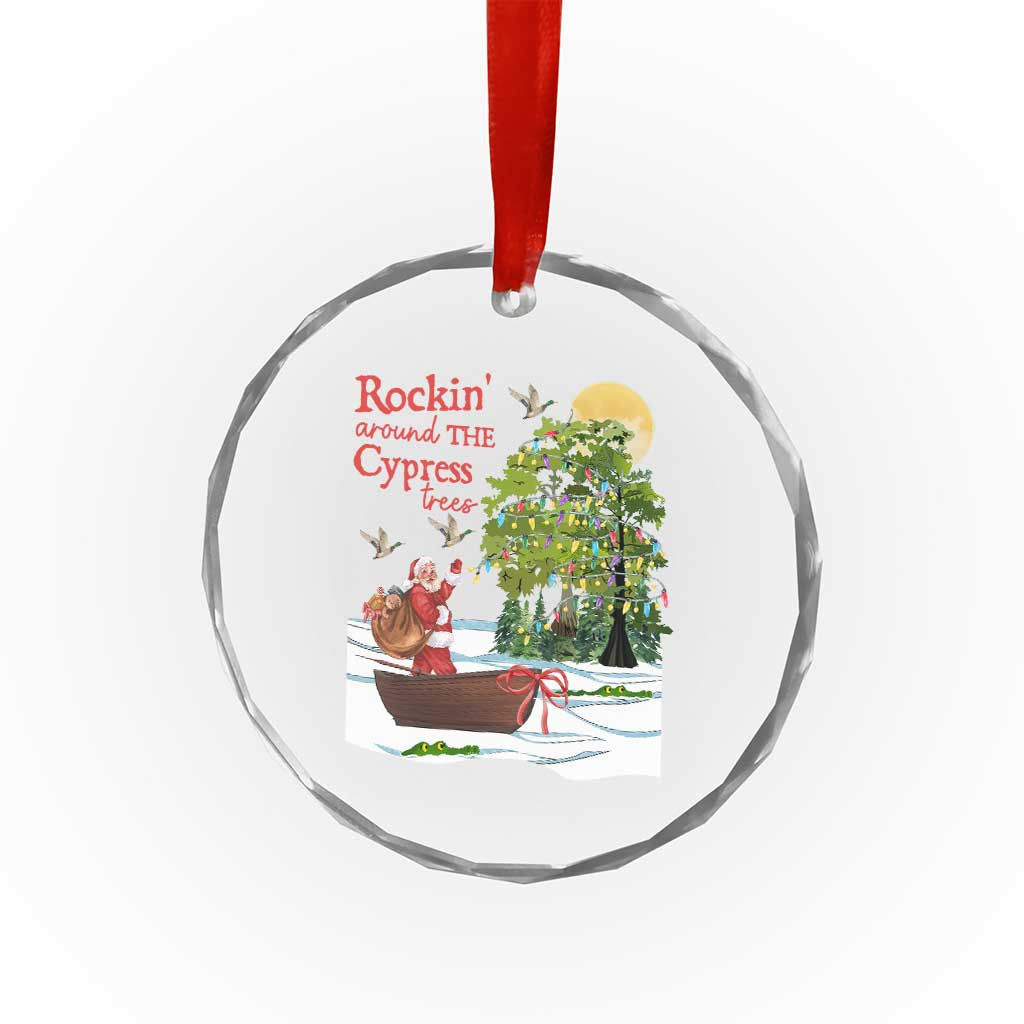 Funny Xmas Cajun Louisiana Crystal Glass Ornament Rockin' Around The Cypress Trees Santa Alligator TS11 Print Your Wear