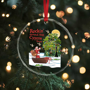 Funny Xmas Cajun Louisiana Crystal Glass Ornament Rockin' Around The Cypress Trees Santa Alligator TS11 Print Your Wear