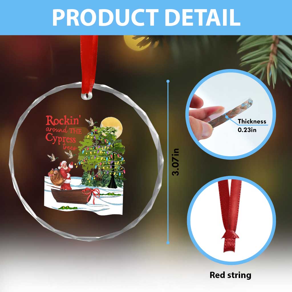 Funny Xmas Cajun Louisiana Crystal Glass Ornament Rockin' Around The Cypress Trees Santa Alligator TS11 Print Your Wear