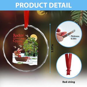 Funny Xmas Cajun Louisiana Crystal Glass Ornament Rockin' Around The Cypress Trees Santa Alligator TS11 Print Your Wear