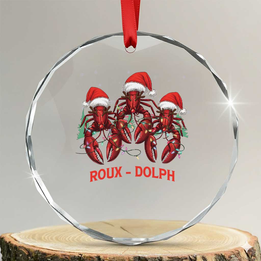 Funny Xmas Cajun Louisiana Crystal Glass Ornament Roux-Dolph Crawfish Reindeers Santa Hat TS11 Transparent Glass 3'' Circle Print Your Wear