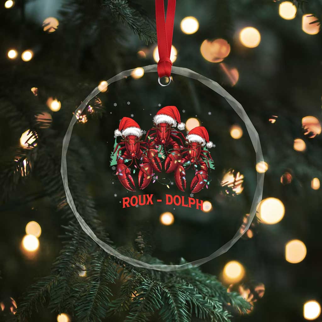 Funny Xmas Cajun Louisiana Crystal Glass Ornament Roux-Dolph Crawfish Reindeers Santa Hat TS11 Print Your Wear