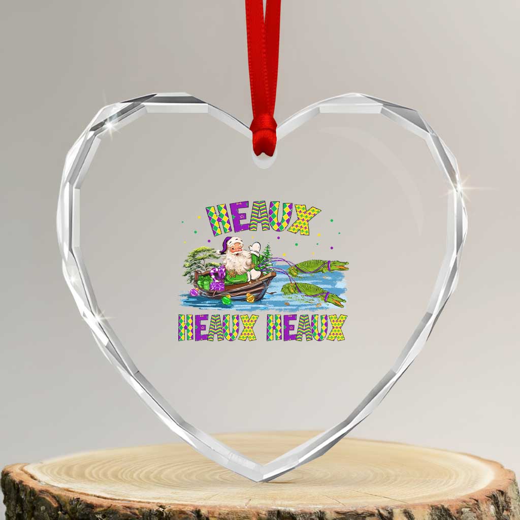 Funny Xmas Cajun Louisiana Heart Crystal Glass Ornament Heaux Heaux Heaux Santa Alligator TS11 Transparent Glass 3'' Heart Print Your Wear