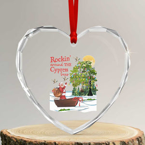 Funny Xmas Cajun Louisiana Heart Crystal Glass Ornament Rockin' Around The Cypress Trees Santa Alligator TS11 Transparent Glass 3'' Heart Print Your Wear