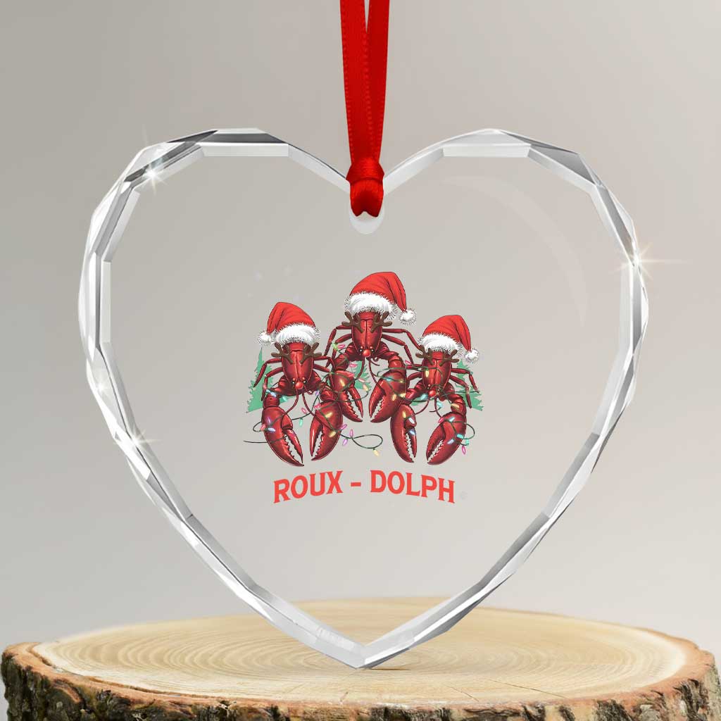 Funny Xmas Cajun Louisiana Heart Crystal Glass Ornament Roux-Dolph Crawfish Reindeers Santa Hat TS11 Transparent Glass 3'' Heart Print Your Wear