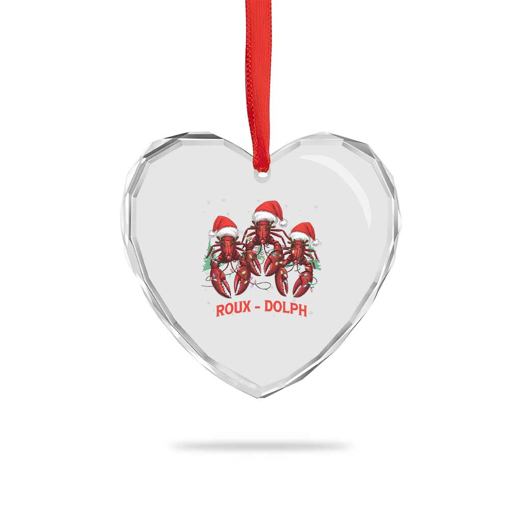 Funny Xmas Cajun Louisiana Heart Crystal Glass Ornament Roux-Dolph Crawfish Reindeers Santa Hat TS11 Print Your Wear