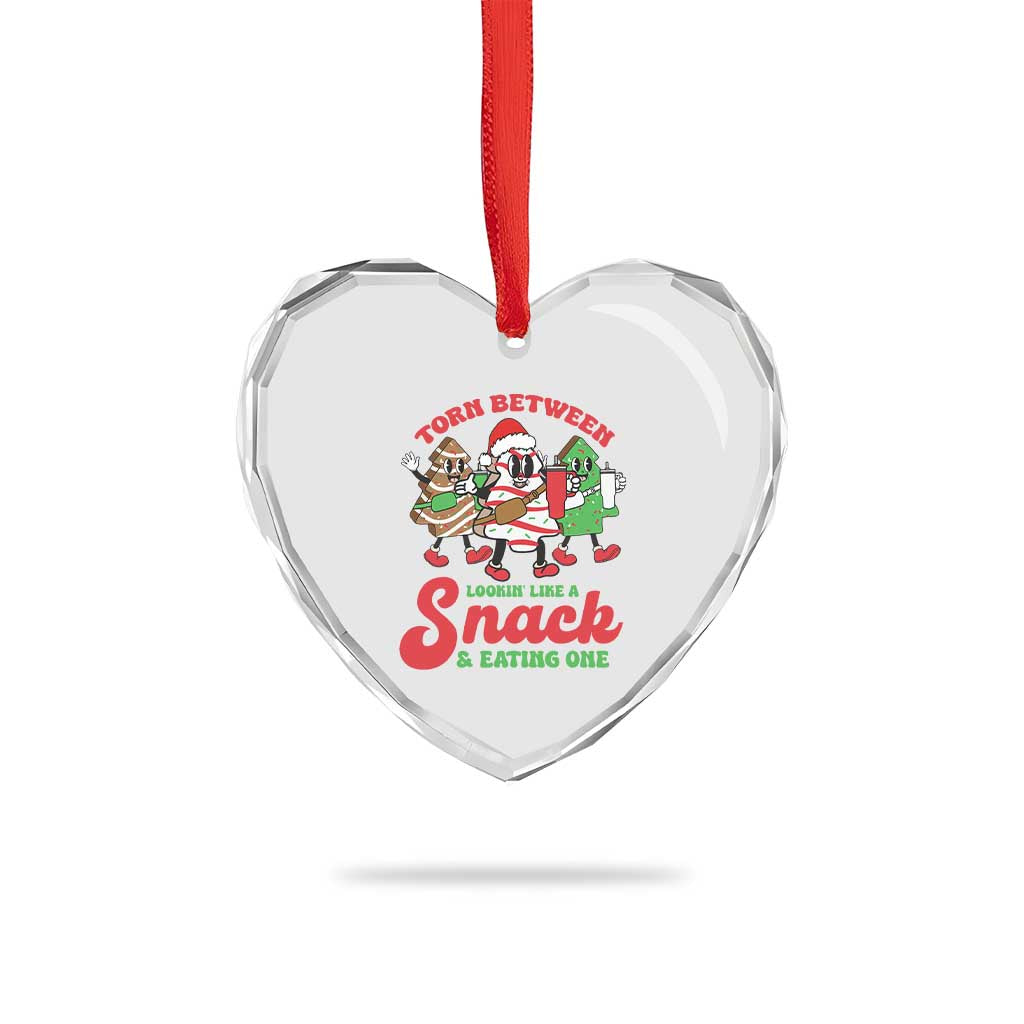 Funny Xmas Cake Heart Crystal Glass Ornament Torn Between Looking' Like a Snack TS09 Print Your Wear