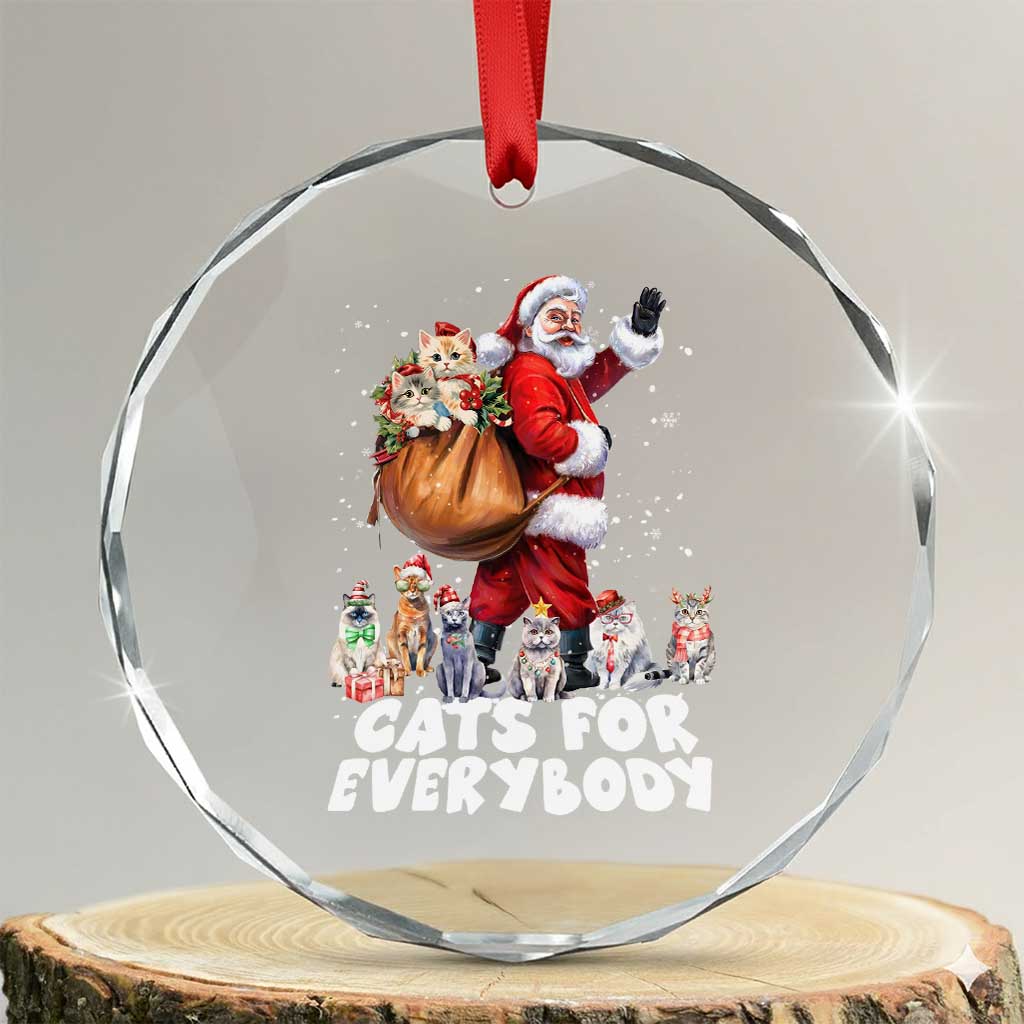 Funny Xmas Cat Crystal Glass Ornament Cats For Everybody Xmas Santa Pet TS11 Transparent Glass 3'' Circle Print Your Wear