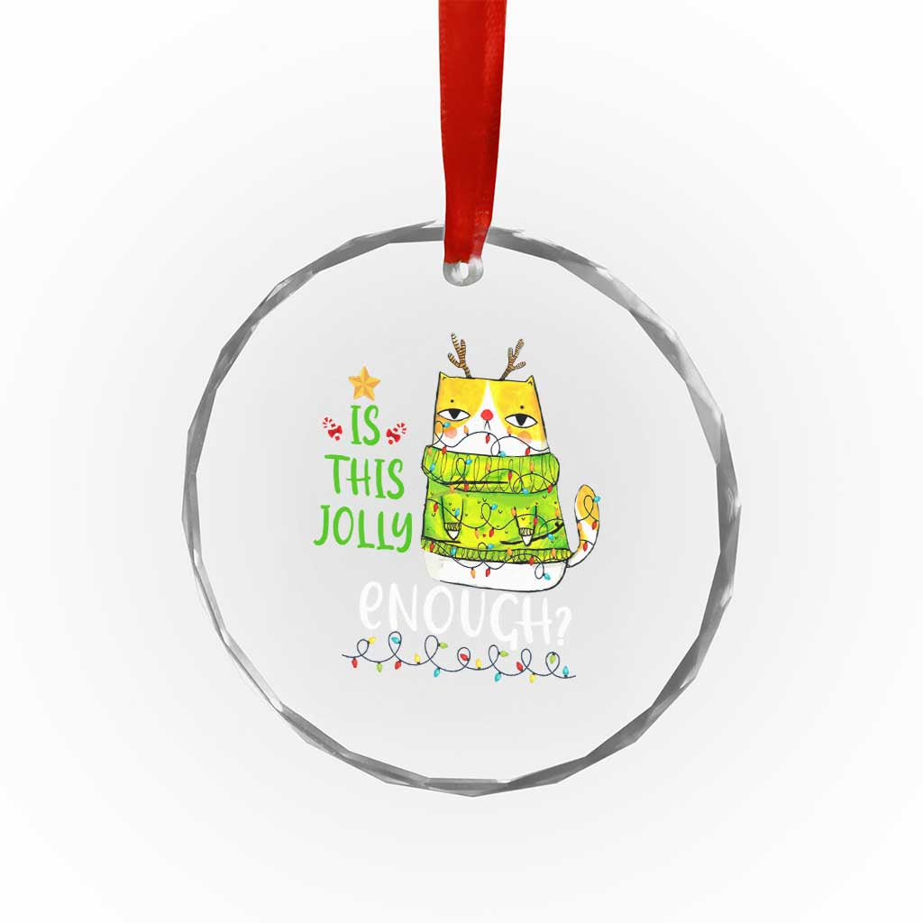 Funny Xmas Cat Crystal Glass Ornament Is This Jolly Enough Reindeer Angry Cat TS09 Print Your Wear