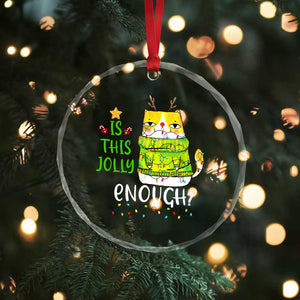 Funny Xmas Cat Crystal Glass Ornament Is This Jolly Enough Reindeer Angry Cat TS09 Print Your Wear