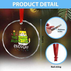 Funny Xmas Cat Crystal Glass Ornament Is This Jolly Enough Reindeer Angry Cat TS09 Print Your Wear