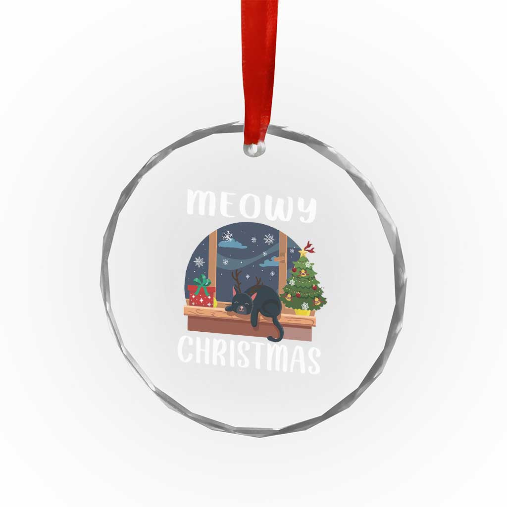 Funny Xmas Cat Crystal Glass Ornament Reindeer Cat Chillin' Meowy TS09 Print Your Wear
