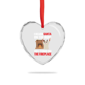 Funny Xmas Cat Heart Crystal Glass Ornament Cat Turned On The Fireplace TS09 Print Your Wear