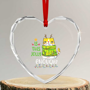 Funny Xmas Cat Heart Crystal Glass Ornament Is This Jolly Enough Reindeer Angry Cat TS09 Transparent Glass 3'' Heart Print Your Wear
