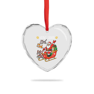 Funny Xmas Cat Heart Crystal Glass Ornament Meowy Catmas Santa Sleigh Xmas TS12 Print Your Wear