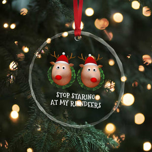 Funny Xmas Chest Joke Crystal Glass Ornament Stop Staring At My Reindeers Merry Titmas Boobs TS02 Print Your Wear