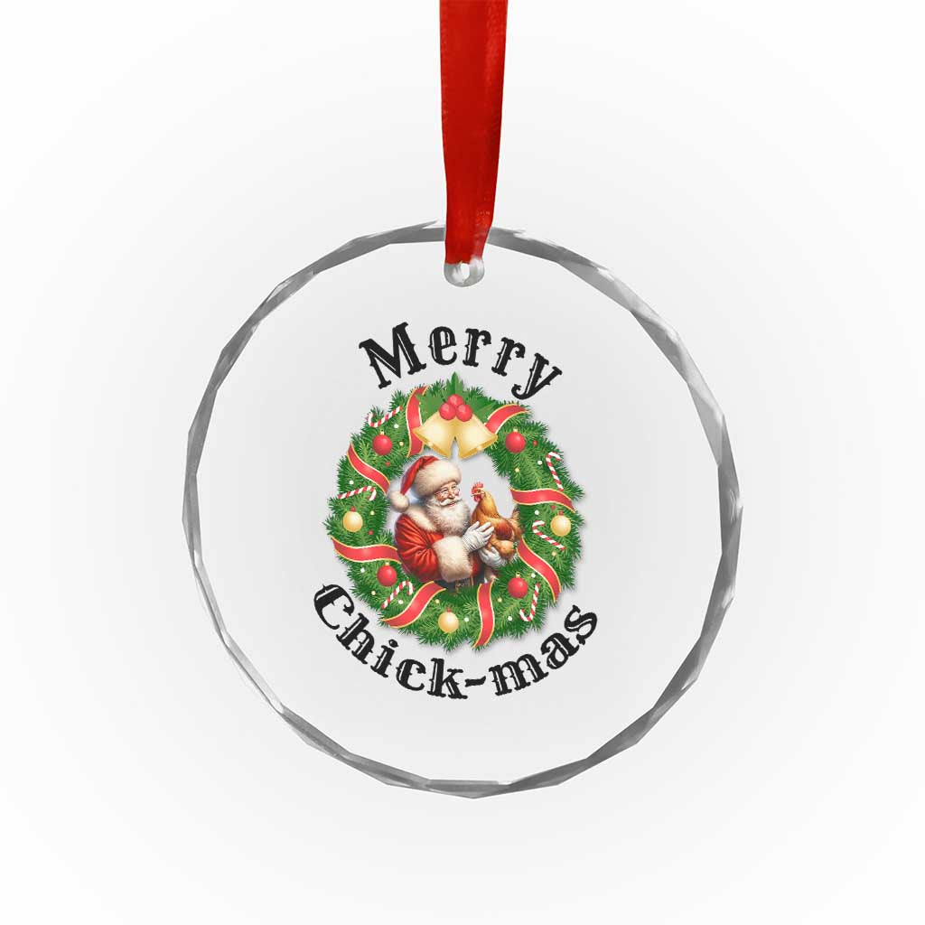 Funny Xmas Chicken Lovers Crystal Glass Ornament Merry Chickmas Santa Gift TS12 Print Your Wear