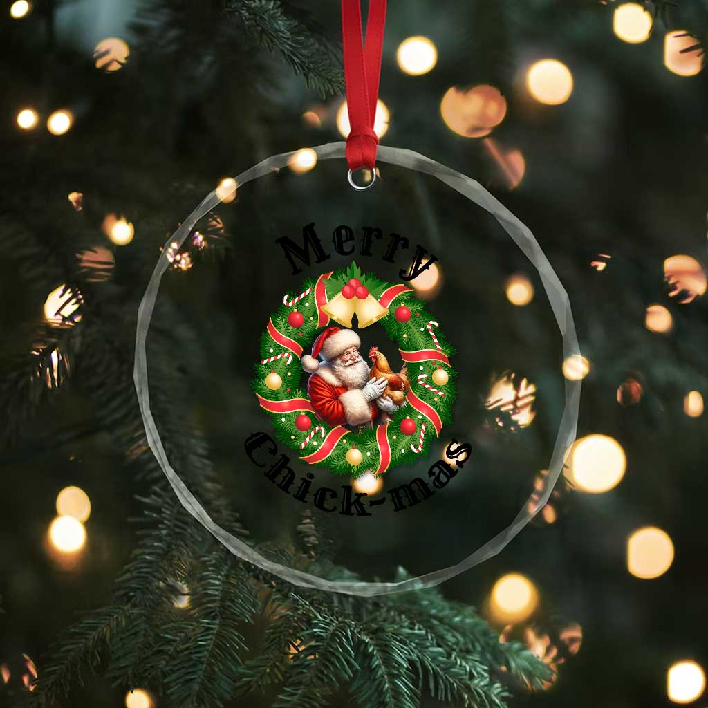 Funny Xmas Chicken Lovers Crystal Glass Ornament Merry Chickmas Santa Gift TS12 Print Your Wear