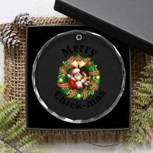 Funny Xmas Chicken Lovers Crystal Glass Ornament Merry Chickmas Santa Gift TS12 Print Your Wear