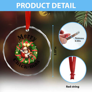 Funny Xmas Chicken Lovers Crystal Glass Ornament Merry Chickmas Santa Gift TS12 Print Your Wear
