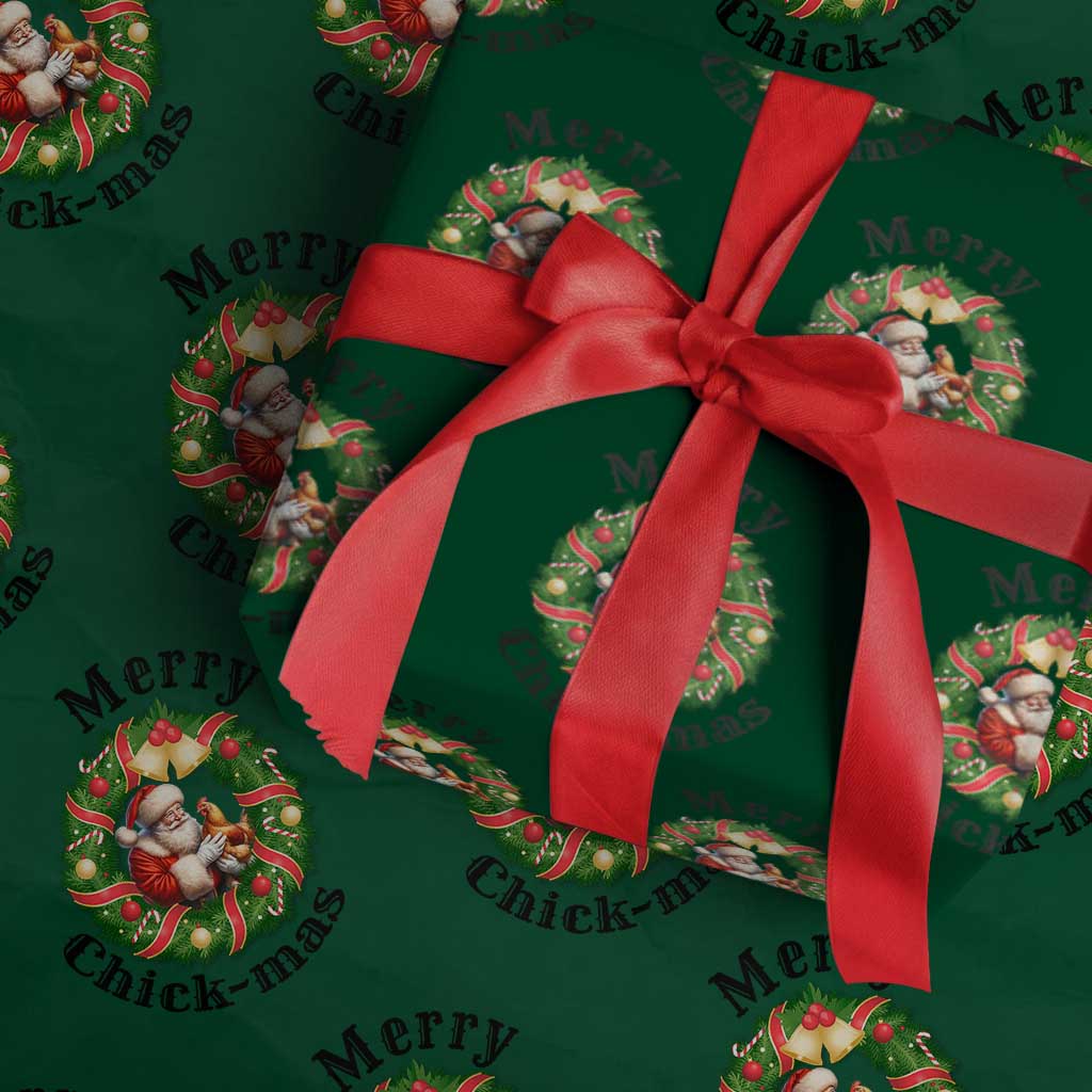 Funny Xmas Chicken Lovers Wrapping Paper Roll Merry Chickmas Santa Gift TS12 Green Print Your Wear